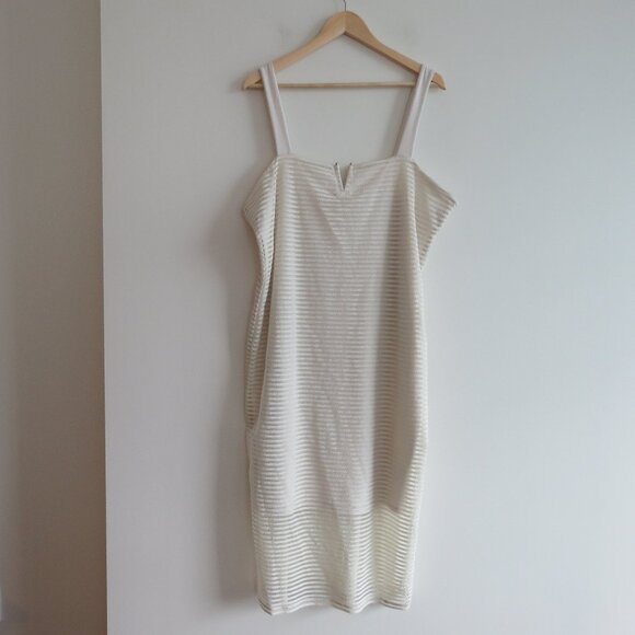 GOOD AMERICAN Sheer Mesh Midi Dress in Netural Ivory - GA Size 6 / 3XL NWT - Picture 2 of 14